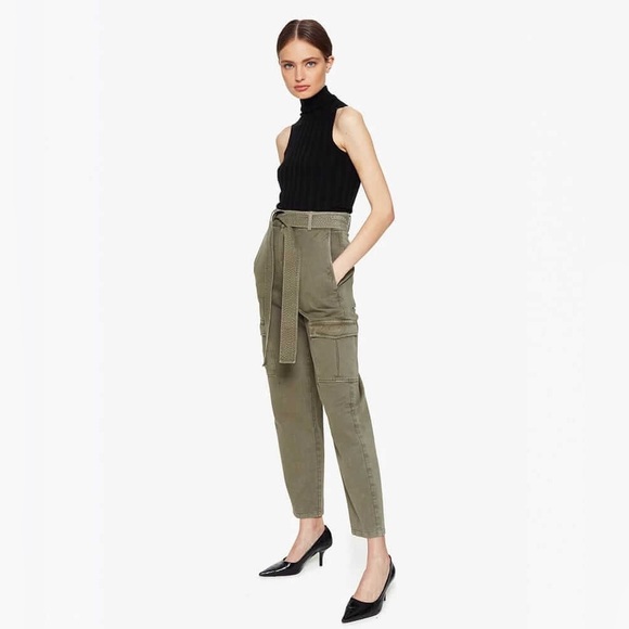 Anine Bing Denim - Anine Bing Kennedy Cargo Pants In Washed Khaki Green Size 29